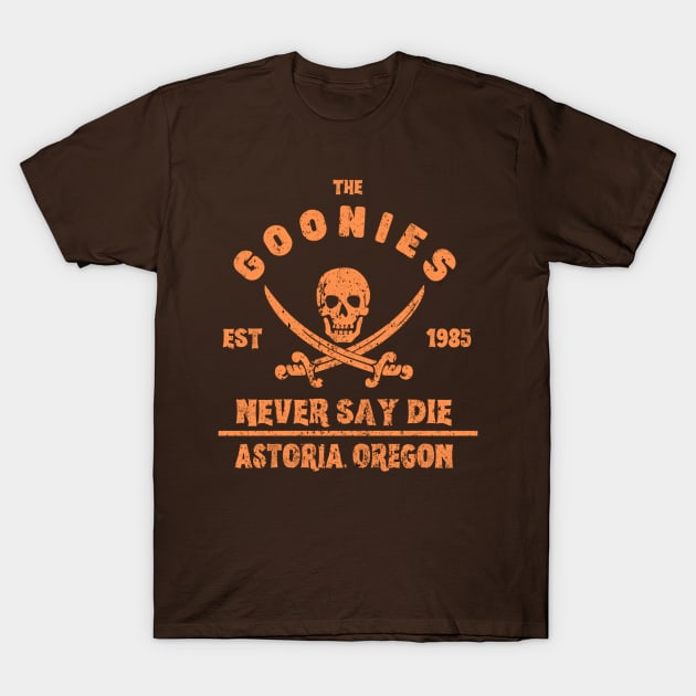 The Goonies Never Say Die Gold T-Shirt by Draw One Last Breath Horror 